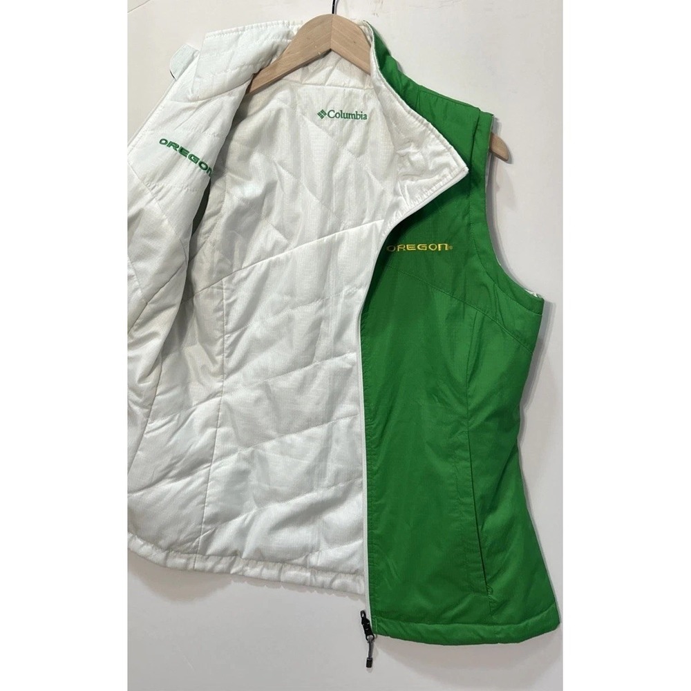 Women's Columbia Oregon Ducks Reversible Quilted Vest Sz Med NCAA Full Zip EC